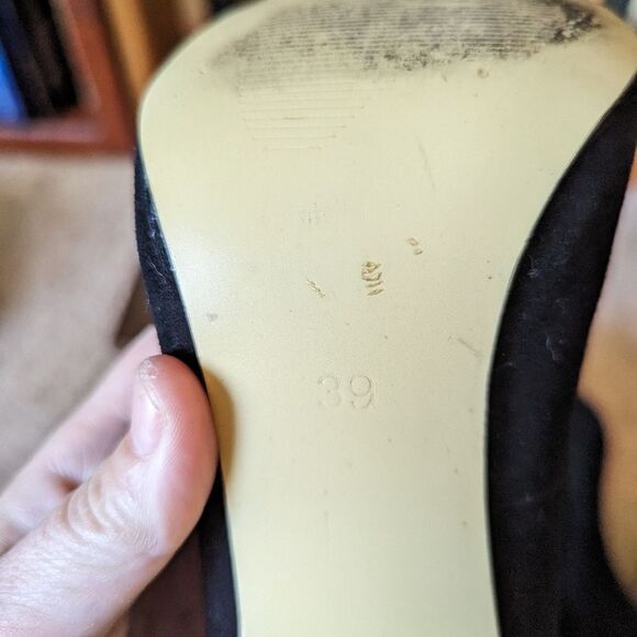 CASADEI black suede gold heels high heels sz 39 euc - Picture 5 of 7